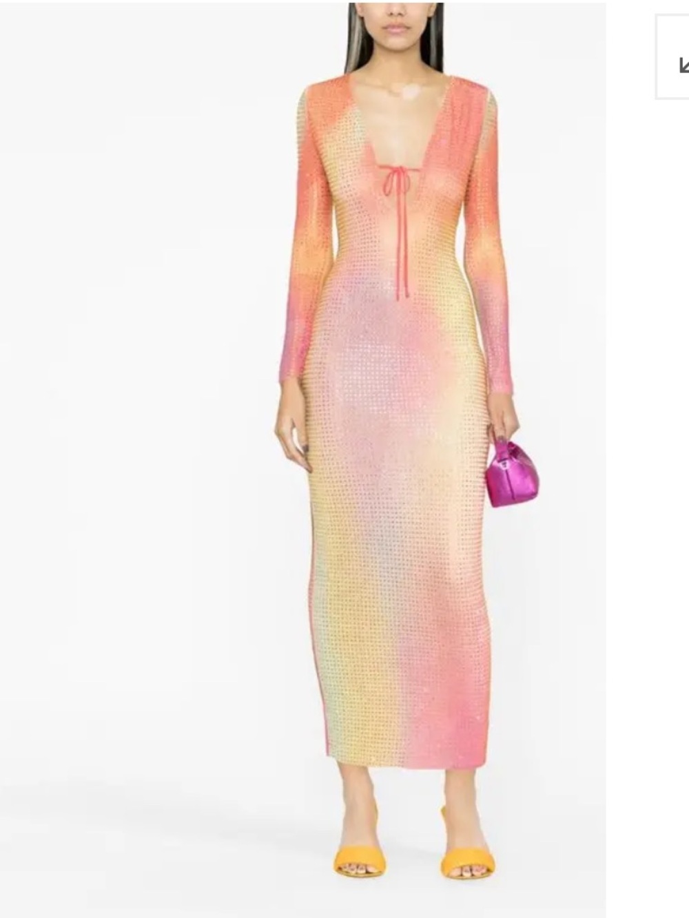 Self-Portrait crystal mesh RHINESTONE EMBELLISHED MAXI DRESS pink party bodycon - Picture 2 of 15